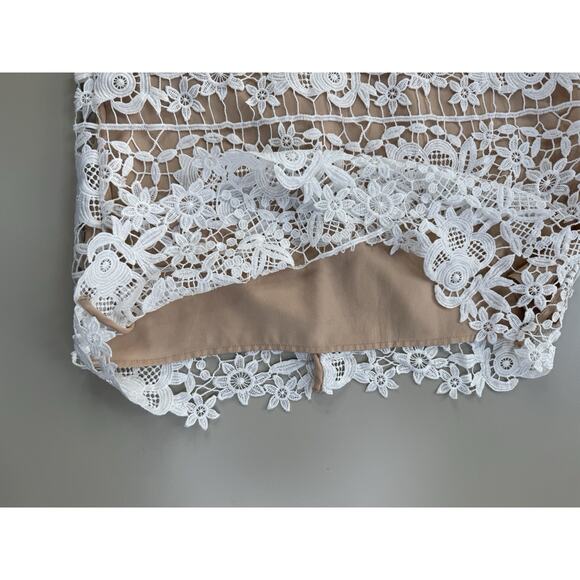 Lovers and Friends Caspian Chunky Lace Shift Dress S White Tan Nude Coquette - Picture 10 of 16